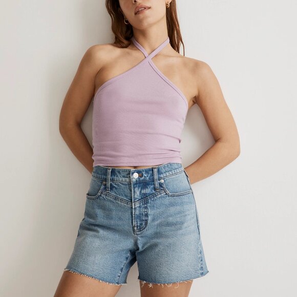 [NWT] Madewell Ribbed Cotton Halter Top in Lilac - Picture 1 of 5